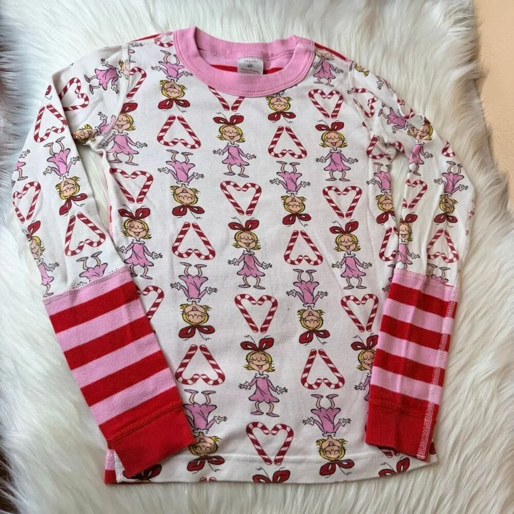 Hanna Andersson Dr. Seuss Grinch Long John Pajama Set Cindy Lou Who Candy Cane 8